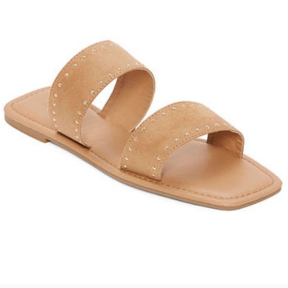 Mixit Tan Dual-Band Slide Sandals Women's 9 - NWT Summer Casual Comfort Shoes